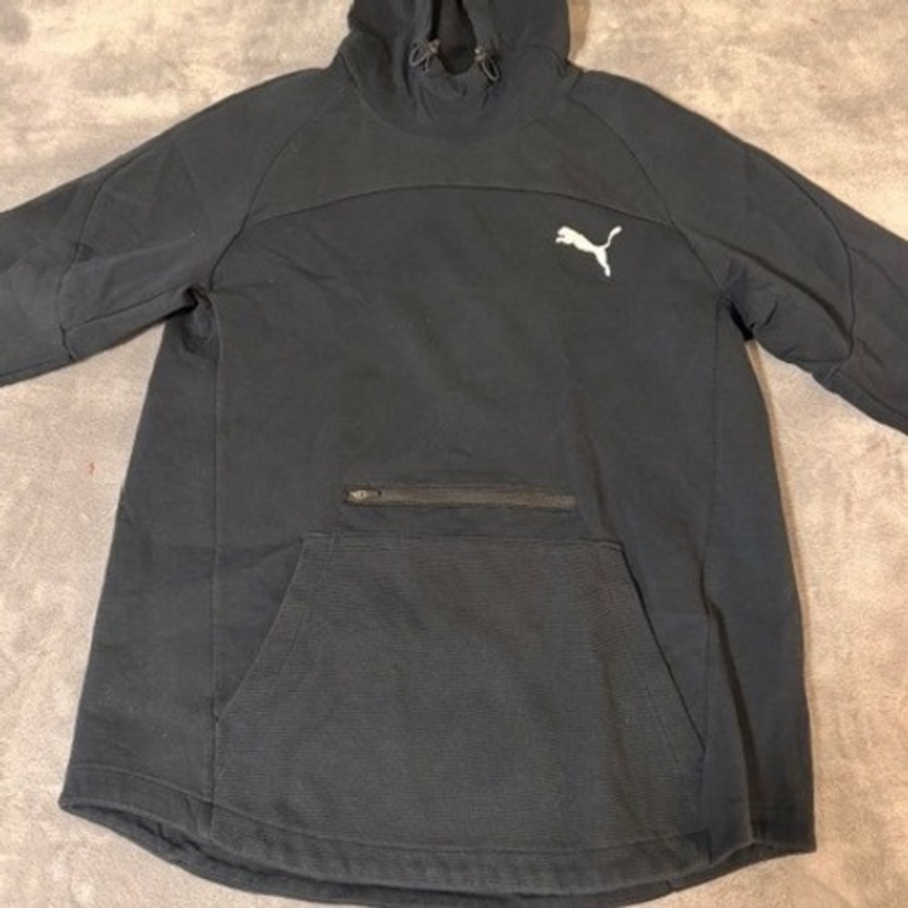 Puma Mens Black Technical Long Sleeve Hoodie Zippered Pocket 582362-02 Size L